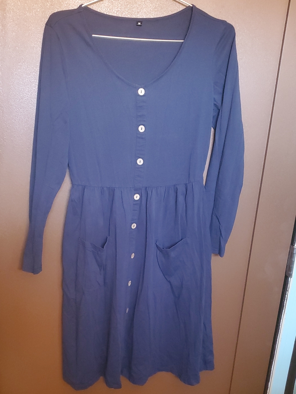 Navy Blue Button-Front Dress